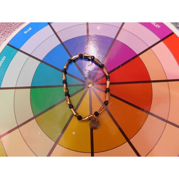 SALE Erimish Gold and Black Beaded Bracelet - Glam Boho Stretch Bracelet - Picture 5 of 5